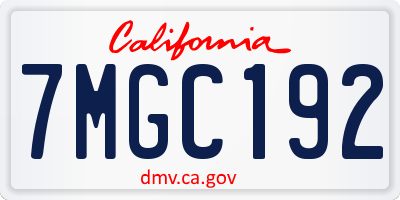 CA license plate 7MGC192