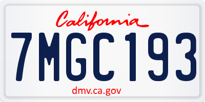 CA license plate 7MGC193