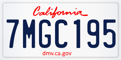 CA license plate 7MGC195