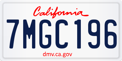 CA license plate 7MGC196