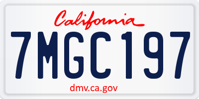 CA license plate 7MGC197