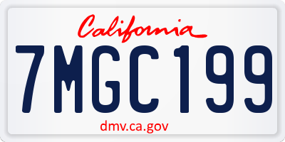 CA license plate 7MGC199