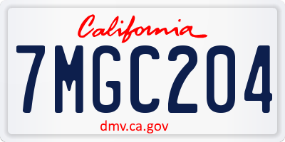 CA license plate 7MGC204