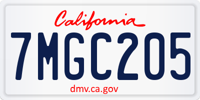 CA license plate 7MGC205