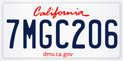 CA license plate 7MGC206