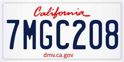 CA license plate 7MGC208