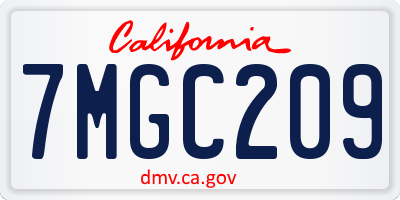 CA license plate 7MGC209