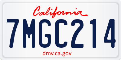 CA license plate 7MGC214