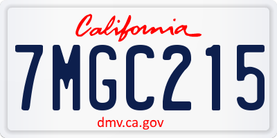 CA license plate 7MGC215