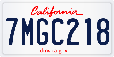 CA license plate 7MGC218