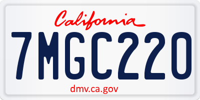 CA license plate 7MGC220