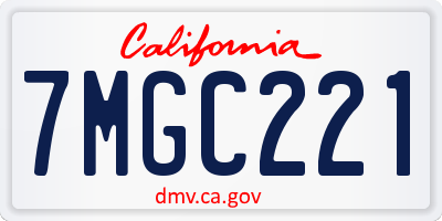 CA license plate 7MGC221