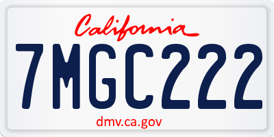 CA license plate 7MGC222