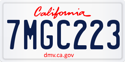 CA license plate 7MGC223