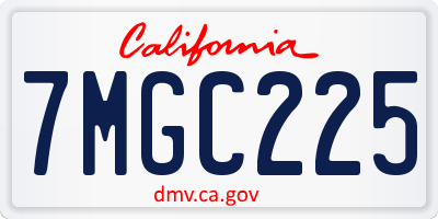 CA license plate 7MGC225