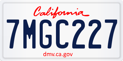 CA license plate 7MGC227