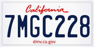 CA license plate 7MGC228