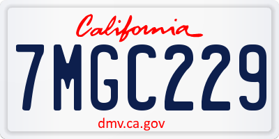 CA license plate 7MGC229