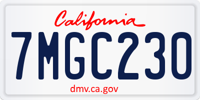 CA license plate 7MGC230