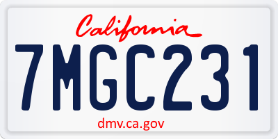 CA license plate 7MGC231