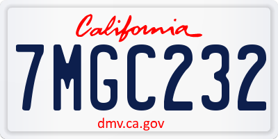 CA license plate 7MGC232