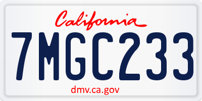 CA license plate 7MGC233