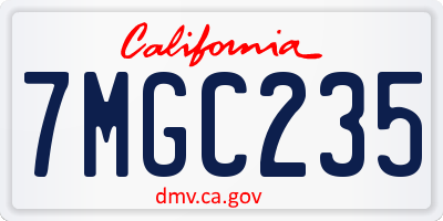 CA license plate 7MGC235