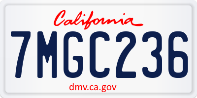 CA license plate 7MGC236