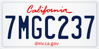 CA license plate 7MGC237