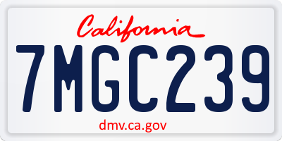 CA license plate 7MGC239