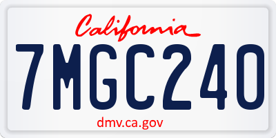 CA license plate 7MGC240