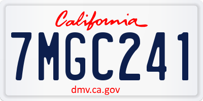 CA license plate 7MGC241