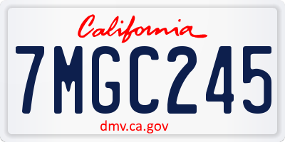 CA license plate 7MGC245