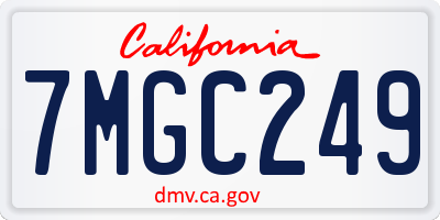 CA license plate 7MGC249