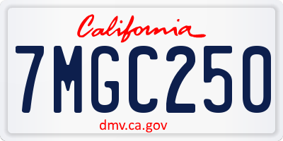 CA license plate 7MGC250