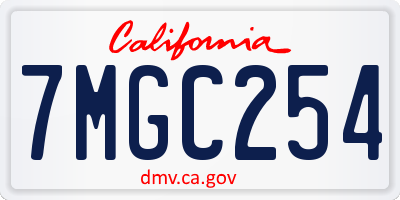 CA license plate 7MGC254