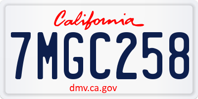 CA license plate 7MGC258