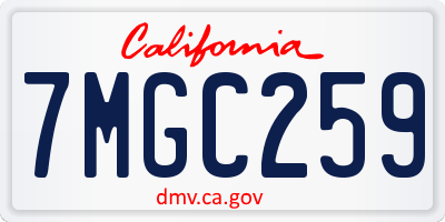 CA license plate 7MGC259