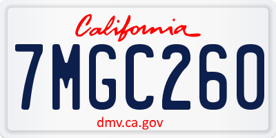 CA license plate 7MGC260