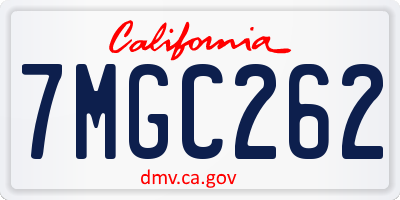 CA license plate 7MGC262