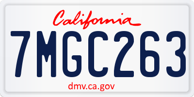 CA license plate 7MGC263