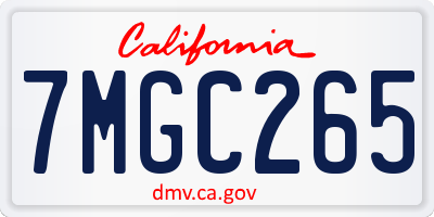 CA license plate 7MGC265