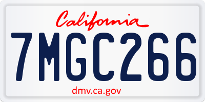 CA license plate 7MGC266