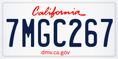 CA license plate 7MGC267