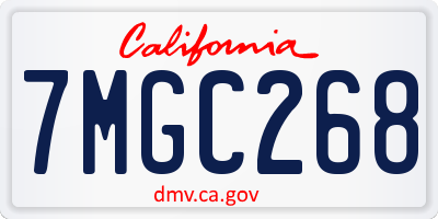 CA license plate 7MGC268