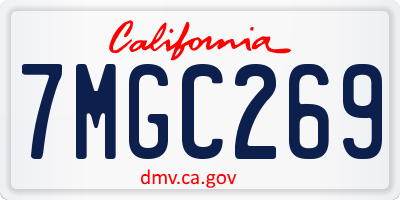 CA license plate 7MGC269