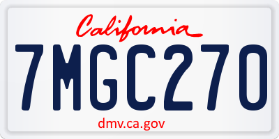 CA license plate 7MGC270