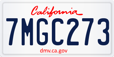 CA license plate 7MGC273