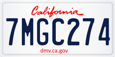 CA license plate 7MGC274