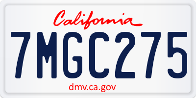 CA license plate 7MGC275